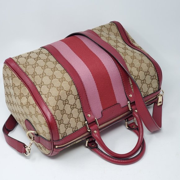 100% Auth Gucci Canvas Vintage Boston Satchel Bag - Picture 6 of 15